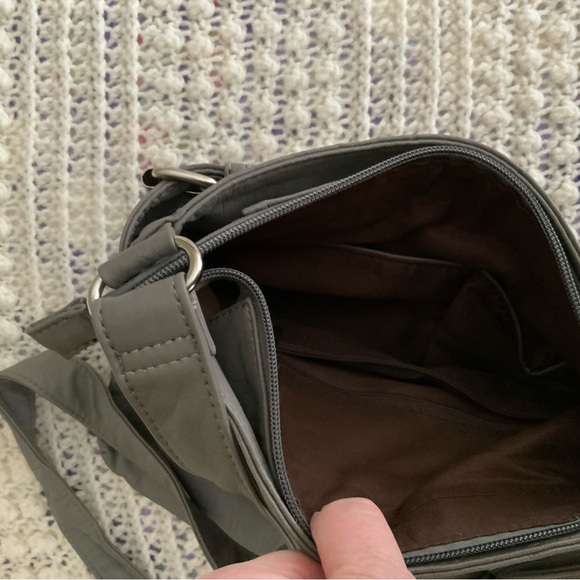 Gray Messenger Bag with Multiple Compartments - Picture 7 of 9